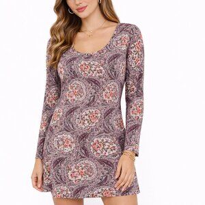 Show Me Your Mumu Sloane Dress XS Tea Time Rose Paisley Tunic Mini Long Sleeve